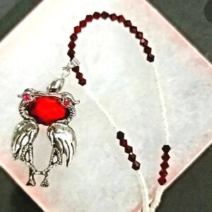 KISSING  CRANES  PENDANT SWAROVSKI BEAD &SEED BEAD ORIGINAL  DESIGN NECKLACE